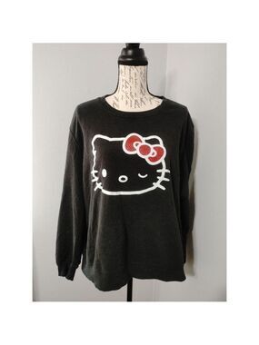 Women's Hello Kitty by Sanrio Black Comfy Sweatshirt L with Red Bows